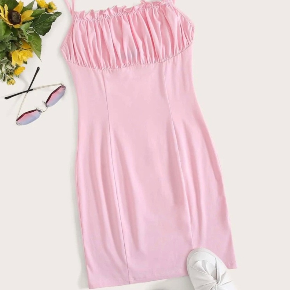 FRILLED DETAIL BUST DRESS